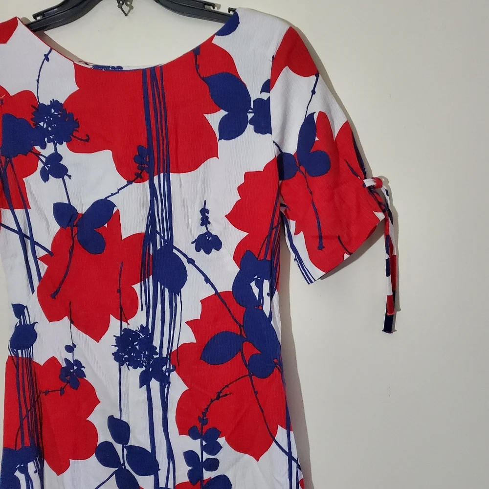 Vintage Vibrant Tropical Maxi Dress Tied Cuff Aline Hidden Zip Size 6 - Picture 7 of 10